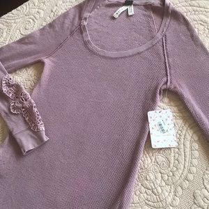 Free people cotton,poly,spandex, mauve top.  NWT